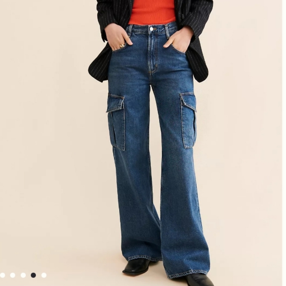 NWT AGOLDE Minka Cargo Wide Leg Jeans Size 31 Inseam 32"